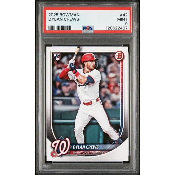 Graded 2025 Topps Bowman Dylan Crews #42 Rookie RC Baseball Card PSA 9 Mint