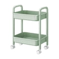 thumbnail image 2 of Rolling Cart with Wheels, Green Plastic Mobile Organizer with Locking Casters and Handle, Sturdy Storage Cart for Kitchen, Office, Bedroom, Laundry Room, Compact 14.57"x10.63"x9.49", 2 of 6