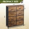 thumbnail image 3 of GALAXHERO 8 Drawer Fabric Dresser for Bedroom, Storage Bins Chest of Drawer for Closet, Living Room, Hallway, Rustic Brown Wood Grain Print, 3 of 6