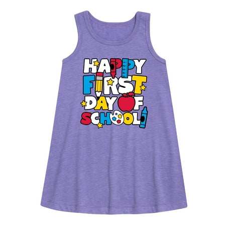

Instant Message - Happy First Day Of School - Toddler & Youth Girls A-line Dress