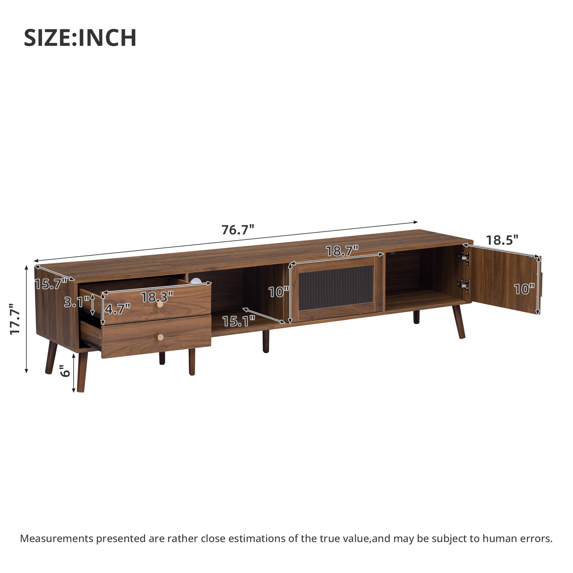 Noble House Glass-Door TV Stand for TVs up to 85" with Drawers, Storage Cabinets, Natural
