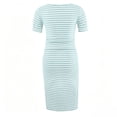 thumbnail image 6 of Taqqpue Womens Summer Maternity Dress Short Sleeve Round Neck Striped Print Pregnancy Midi Dress Casual Mama Maternity Clothes Bodycon Dress for Daily Wearing or Baby Shower, 6 of 9