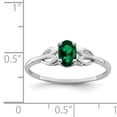 thumbnail image 4 of 925 Sterling Silver Polished Created Emerald Ring Size 6 2mm Wide - .36 cwt -  Jewelry Gift for Mom, 4 of 7