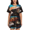 thumbnail image 1 of Fotbe Realistic Turtle Conjunto de Pijama Estampado para Mujer, 2 Piezas, Ropa de Dormir con Camiseta de Manga Corta y Shorts Suaves-X-Large, 1 of 6