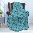 thumbnail image 4 of Pirates Soft Flannel Fleece Throw Blanket, Friendly and Funny Cartoon Animals Floating on Blue Sea Tropical Island Treasure, Cozy Plush for Indoor and Outdoor Use, 50" x 70", Multicolor, by Ambesonne, 4 of 5
