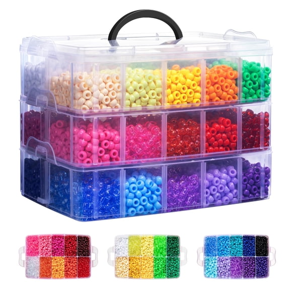 Set de Cuentas Artesanales Simetufy 10,000 Piezas en 30 Colores Arcoíris en Caja