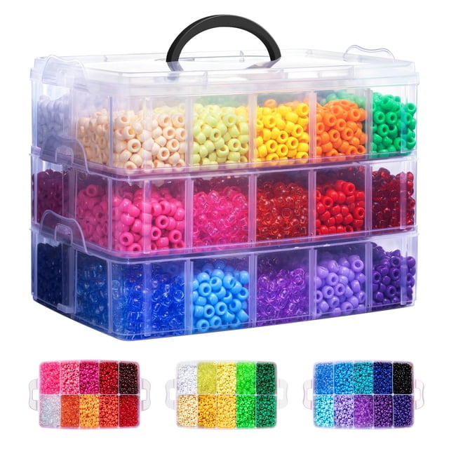 Set de Cuentas Artesanales Simetufy 10,000 Piezas en 30 Colores Arcoíris en Caja