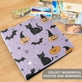 thumbnail image 4 of FORMRS 3 Ring Photo Album 4"x6" Self Adhesive Large Capacity PU Leather Cover, Light Purple Halloween Black Cat, 4 of 8