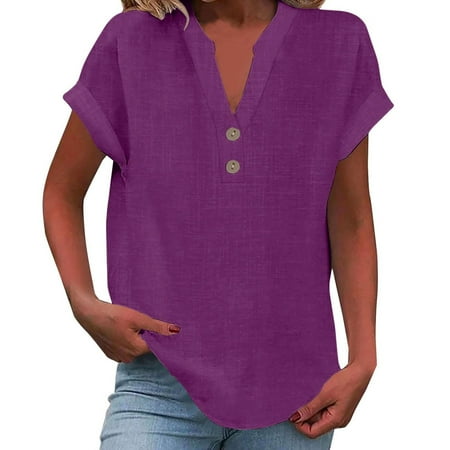 Lace Corset Tops For Women  Casual Colors V Neck Short Sleeve Button Down Shirt T Top Trendy Tops Women 2025 Built In Bra Tank Tops Womens Casual Shirt Woman Tops Blouse (L  Purple) ZMTing
