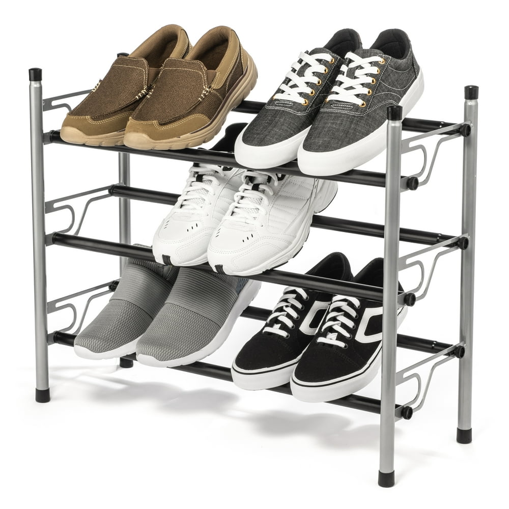 USTECH 3Tier SlidenAdjust MultiPosition Metal NonSlip Shoe Rack