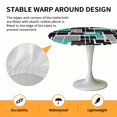 thumbnail image 2 of Elastic Fitted Round Tablecloth, Teal Blue Black Geometric Waterproof Stretch Table Cover for 36"-44" Tables, Modern Abstract Art Block Washable Outdoor Tablecloths for Patio, Picnic, Camping, 2 of 9