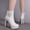 White, variant on Platform Booties Round Toe Chunky High Heels Ankle Boots For Women