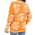 thumbnail image 4 of ICHUANYI Liquidación Moda Mujer Casual Tejer Manga Larga Impresión V-Cuello Tops Blusa Camiseta ICHUANYI WER202308232461, 4 of 6
