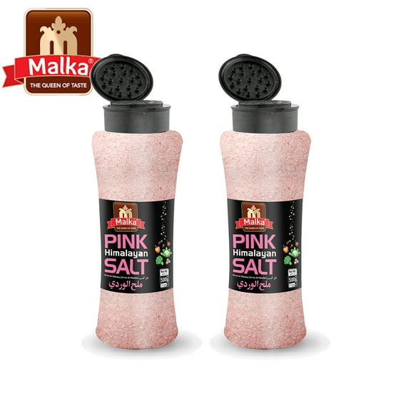 Malka Himalayan Pink Salt Shaker 500g Pack of 2 100% Natural (Total: 2lb , 1kg)