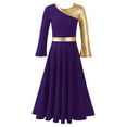 thumbnail image 1 of RUNQHUI Robe de Danse Métallique Dorée pour Filles, Prière Lituricale, Culte, Danse, Violet 10, 1 of 7
