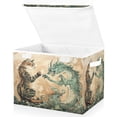 thumbnail image 2 of WOBOGO Lynx and Dragon Painting Large Collapsible Storage Box Flip Lid Fabric Decorative Organizer Container Basket with Handles 16.5×12.6×11.8in, 2 of 7