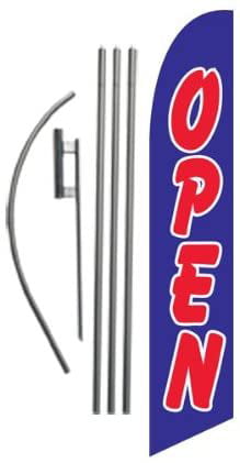 Twin Pack Swooper Flags & Pole Kits Red Blue with White Text FURNITURE SALE