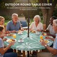 thumbnail image 3 of Round Outdoor Tablecloth with Umbrella Hole and Zipper, Green Palm Tree Tablecloth with Elastic Waterproof, Summer Botanical Tropical Tree Patio Table Covers for 45" - 54" Picnic Pool Tables, 3 of 9