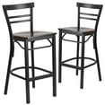 thumbnail image 2 of Flash Furniture 2 Pk. HERCULES Series Black Two-Slat Ladder Back Metal Restaurant Barstool - Walnut Wood Seat, 2 of 8