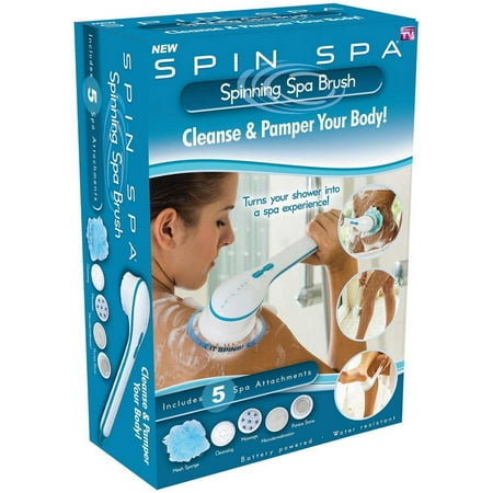 As Seen on TV Dragon SSB Spin Spa 5 Pieces Attachments Spinning Spa Brush Massager (White, Blue)