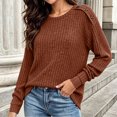 thumbnail image 5 of Yeaiivve Womens Long Sleeve Ribbed Knit Blouse Crew Neck Button Shoulder Pullover Sweaters Dressy Business Work Knitted Shirts 2026 Fall Fashion Clothes M Orange, 5 of 8