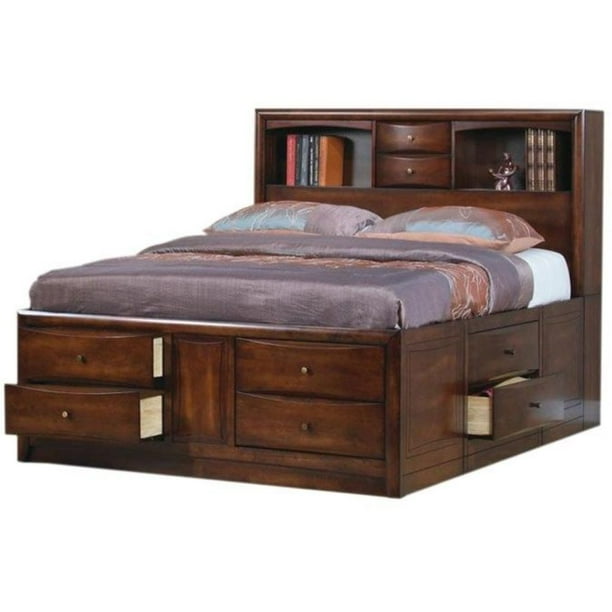 Eastern King Bookcase Bed With Underbed, Bookcase Bed Frame King Size