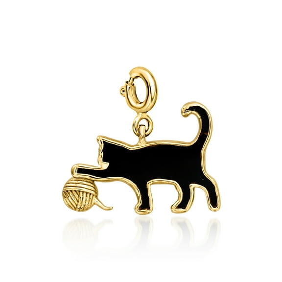 Ross-Simons Onyx Cat With Yarn Charm in 18kt Gold Over Sterling, Women's, Adult