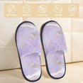 thumbnail image 2 of Balery Lavender Glitter Foil Stripes Pantuflas de Casa de Felpa Silenciosas con Diseño Estampado, Zapatillas Cómodas Antideslizantes de Algodón para Interior-Medium, 2 of 8