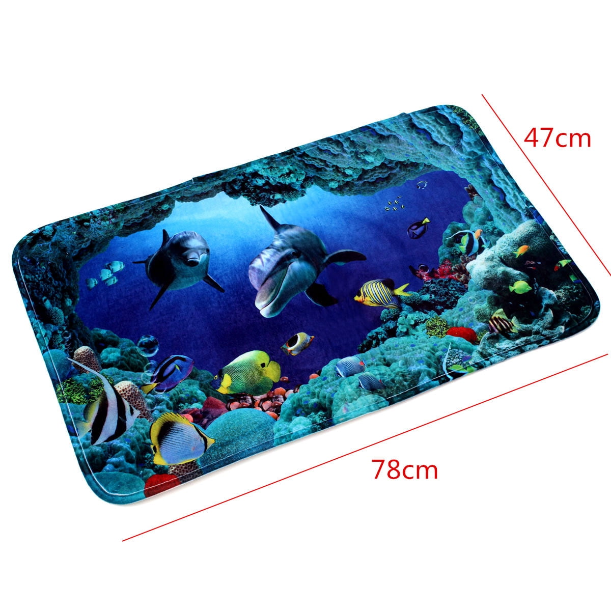 4pcs Sea World Blue Texture Bathroom Mat Set Anti Skid Pedestal Rug Lid Toilet Cover Bath Mat Doormat Shower Curtain With 10 Hooks Home Decor Christmas Gift Walmart Com