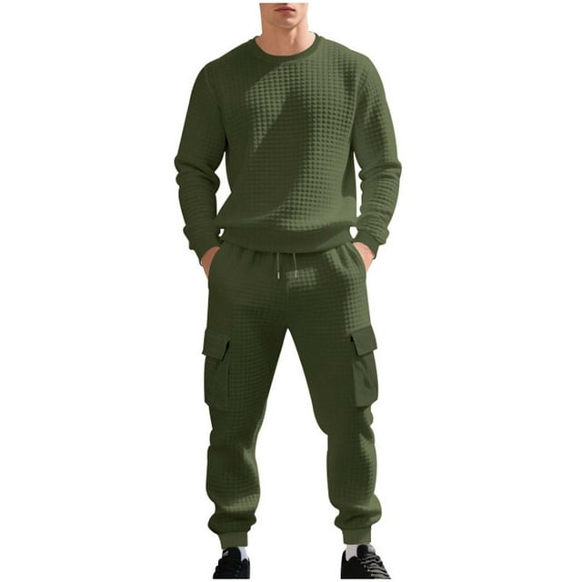 Kalauyu Men's Tracksuit 2 Piece Long Sleeve Pullover Jogging Track Suit Athletic Casual Sweatsuit