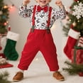 thumbnail image 5 of DHFJKG Boys Christmas Printed Dress Outfits For Toddlers Children Long Sleeve Santa Shirts With Bow Tie And Detachable Suspenders Pants Performance Formal Wear 2 Piece Lovely Sets, 5 of 6
