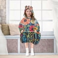 thumbnail image 7 of FORMRS Wearable Blanket Hoodie with Sleeves for Kids Cozy Flannel Sweatshirt, Orange Colorful Flowers, 7 of 7