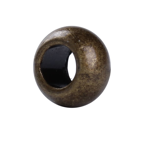 BD410 - 50 pcs Antique Bronze Metal Smooth Ball Spacer Beads - 9mm - Large Hole: 4.5mm - Fits European Cords and Paracord!
