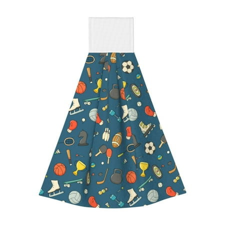 

Easygdp Sports Ball Kitchen Hand Towels Hanging Tie Towels Fast Drying Dish Cloth with Loop for Bathroom Restroom Home Decor