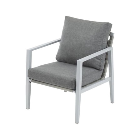 Silver Aluminum Lounge Chair with Sleek Rope Accents and Comfortable Cushions, Perfect for Modern Outdoor and Indoor Spaces as picture