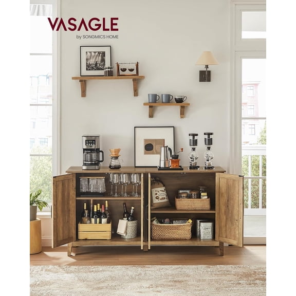 LIRY Collection - Storage Cabinet, Buffet Cabinet, Sideboard, Credenza, with Adjustable Shelves, for Living Room, Entryway, Honey Brown ULSC381T41