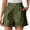 Army Green, variant on Womens High Waist Pleated Shorts Dressy Casual Button Cuffed Hem Elegant Office Work Bottoms Green S