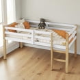 thumbnail image 3 of Tcbosik Low Loft Bed, Twin Size Wood Bed Frame with Guardrail and Ladder, Easy Assembly, Natural & White, 3 of 9