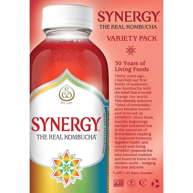 GT's Organic Raw Kombucha Variety Pack, Gingerberry Flavor, 6 Pack