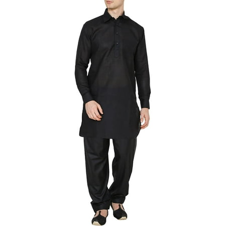 

Royal Kurta Men s Cotton Black Pathani Suit