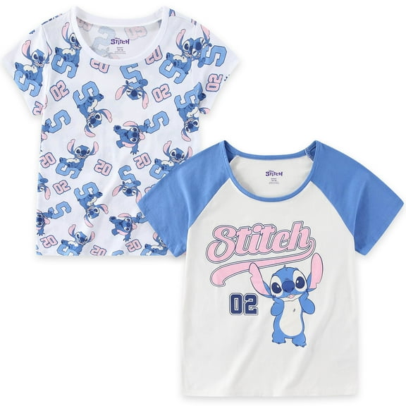 Disney Lilo & Stitch Short Sleeve T-Shirts (Girls), 2 Pack, Sizes 8-16