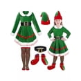thumbnail image 2 of Disfraz familiar de elfo navideño, traje de juego de rol, disfraz de Papá Noel verde para fiesta, ropa elegante, conjunto de disfraz de madre para niños, 2 of 5