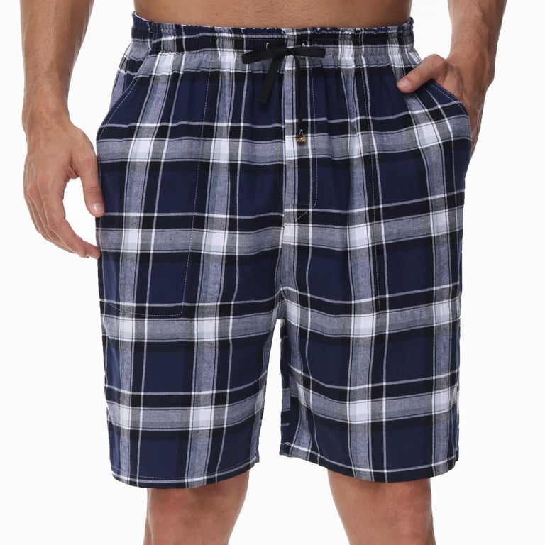 Xidunhg Men's 3-Pack Woven Pajama Shorts 100% Cotton Plaid Sleep