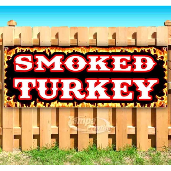 BBQ Smoked Turkey 13 oz Vinyl Banner With Metal Grommets
