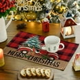 thumbnail image 4 of mubwai Red and Black Buffalo Plaid Truck Merry Christmas Placemats Set of 6, 12x18 Inch Xmas Tree Winter Table Mats for Party Kitchen Dining Decoration, 4 of 6