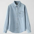 thumbnail image 6 of ClodeEU Women Denim Shirts,Oversized Long Sleeve Denim Coat,Button Down Blouse，Casual Top Shackets Light Blue,Womens Plus L, 6 of 8