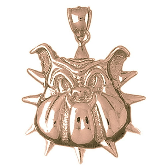 14K Rose Gold Bulldog Pendant - 38 mm