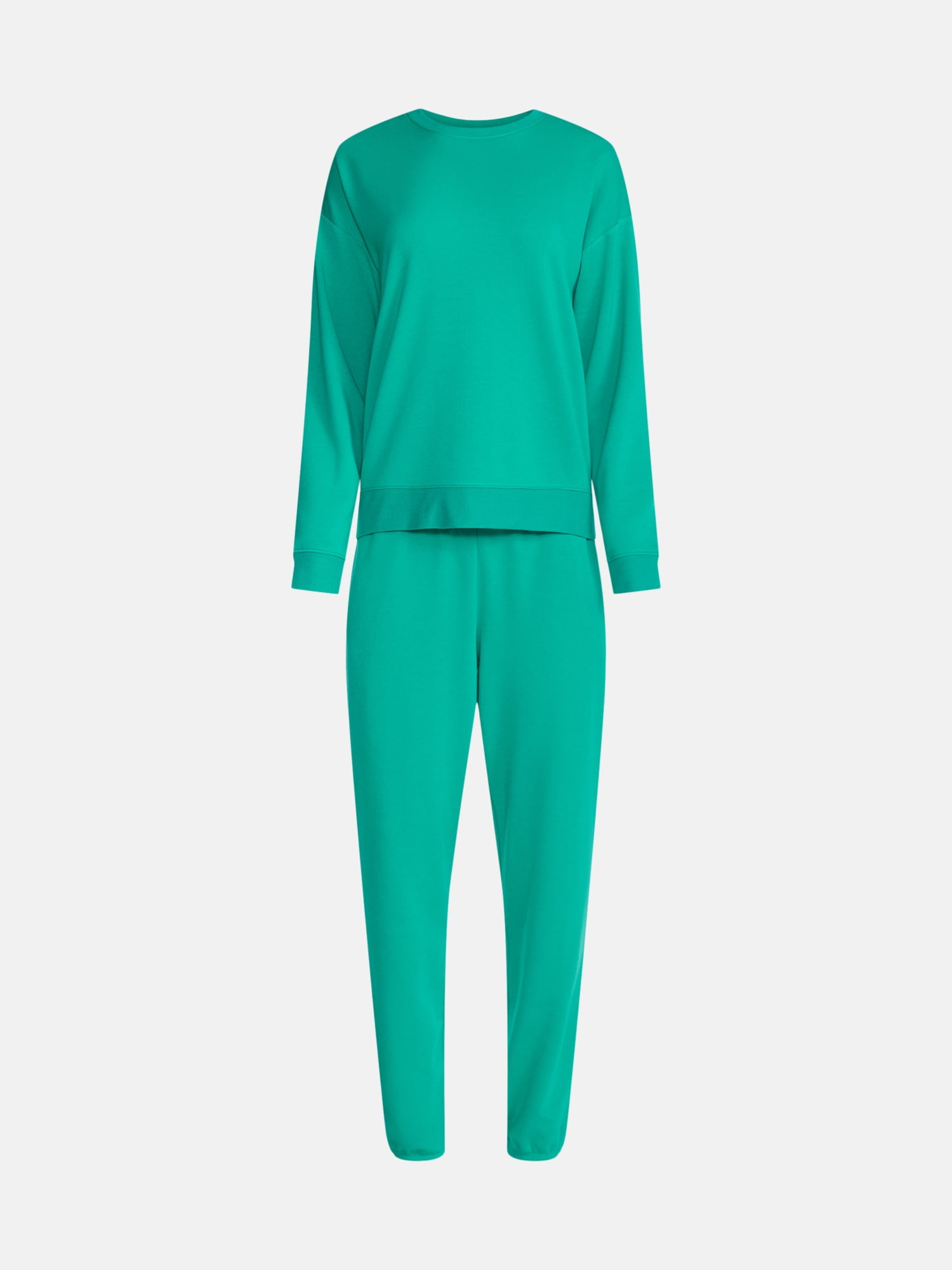 Joyspun Women's Fleece Lounge Sleep Top and Joggers, 2-Piece Pajama Set, Sizes XS-3X