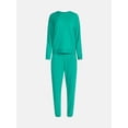 thumbnail image 5 of Joyspun Women's Fleece Pajama Set, Crewneck Top and Joggers, Serrano Pepper, Size L, 5 of 5