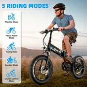 Gocio Foldable Electric Bikes Adult 20x4 Fat Tire Electric Bike, 48V 10.4Ah, 500W Electric Mountain Bike Full Suspension, LCD, Shimano 7 Speed Electric Cruiser Bicycle UL2849 Certified